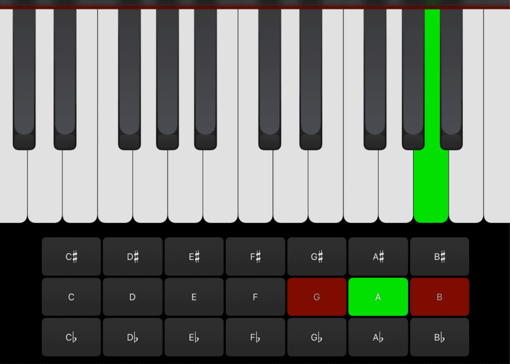 Tenuto app for teaching piano key names